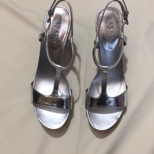 Ralph Lauren platform shoes, silver metallic, 8B